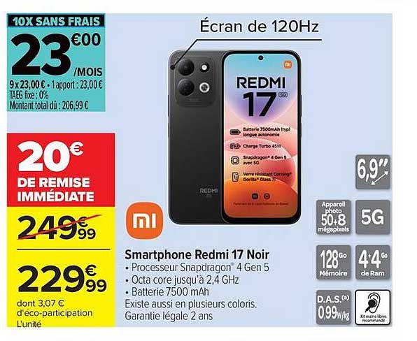 Smartphone Redmi 17 Noir
