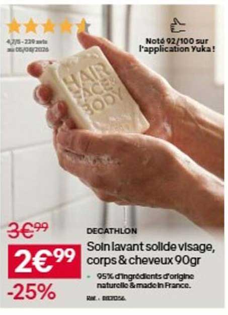 Soin lavant solide visage, corps & cheveux 90gr