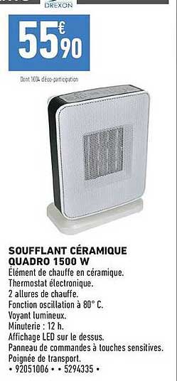 SOUFFLANT CÉRAMIQUE QUADRO 1500 W