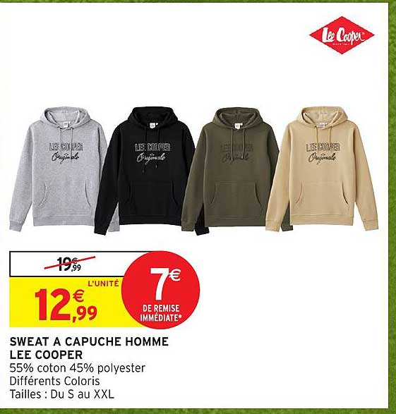 SWEAT A CAPUCHE HOMME LEE COOPER