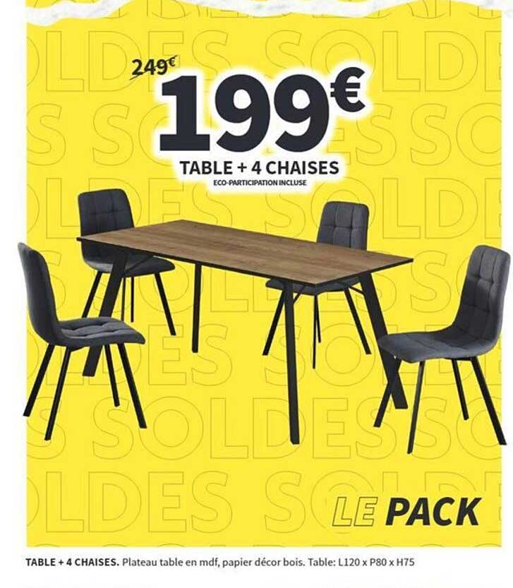 TABLE + 4 CHAISES