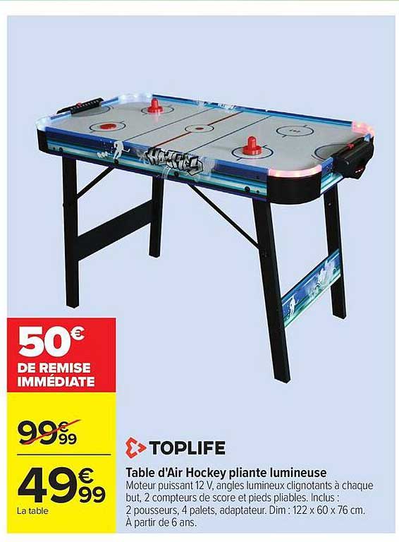 Table d'Air Hockey pliante lumineuse
