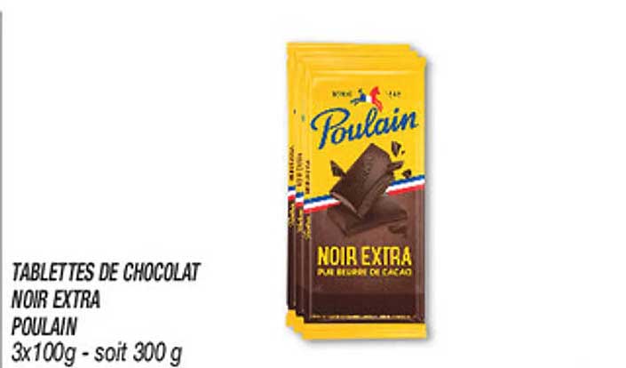 TABLETTES DE CHOCOLAT NOIR EXTRA POULAIN 3x100g - soit 300 g