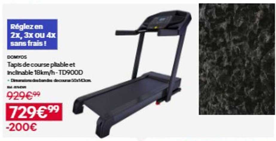 Tapis de course pliable inclinable 18km/h - TD900D