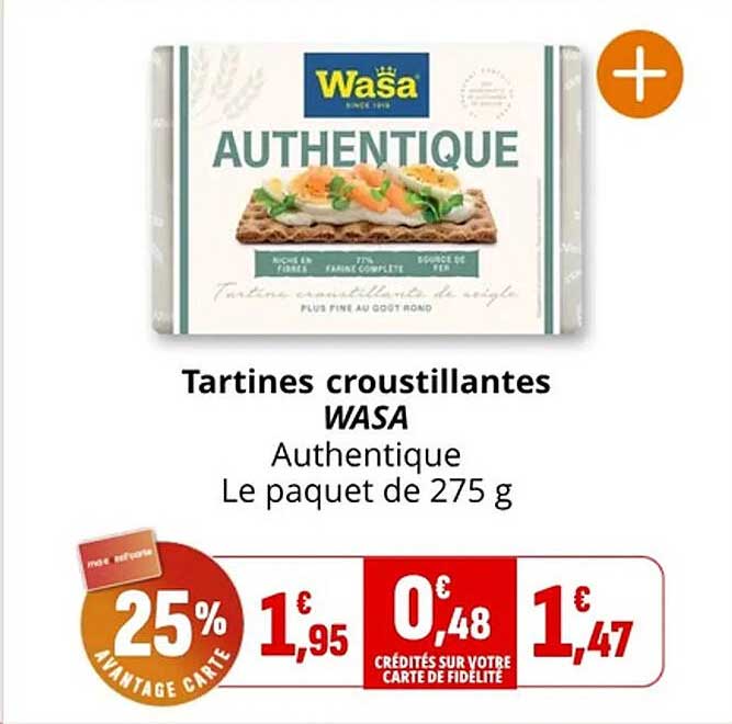 Tartines croustillantes WASA Authentique Le paquet de 275 g
