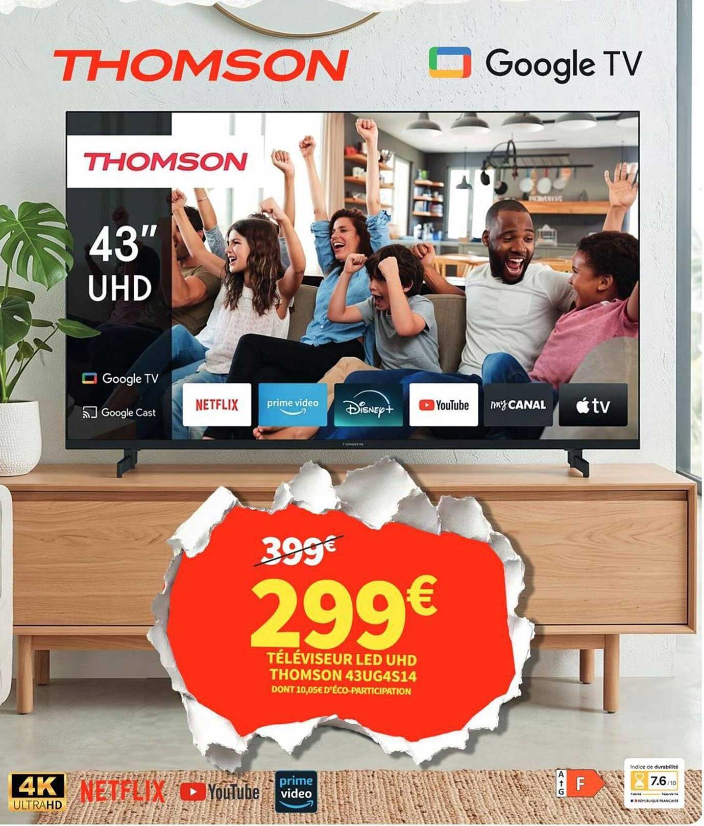 TÉLÉVISEUR LED UHD THOMSON 43UG4S14