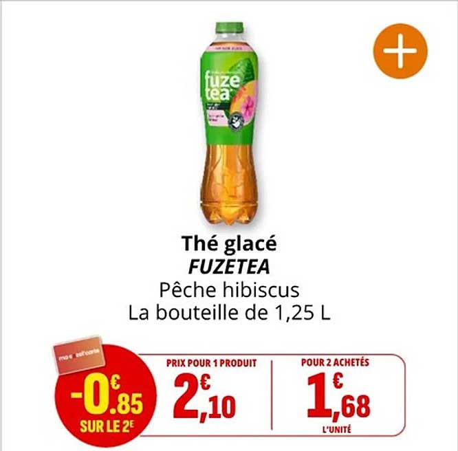 Thé glacé FUZETEA Pêche hibiscus La bouteille de 1,25 L