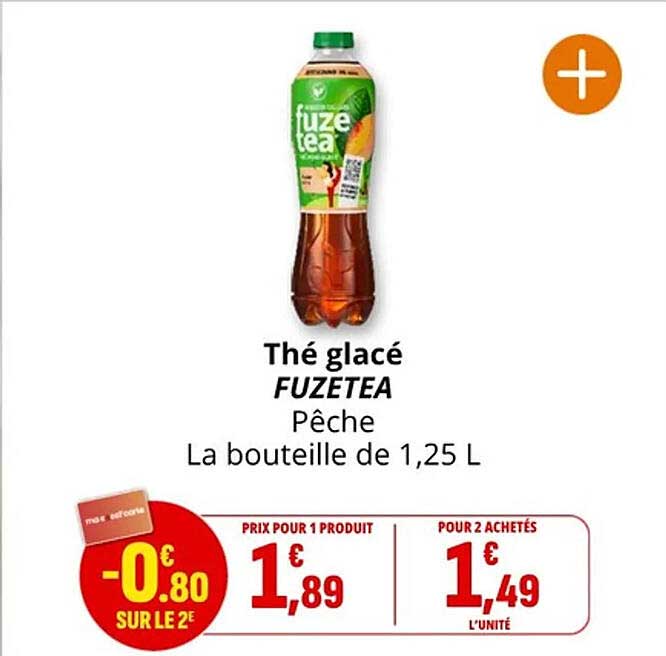 Thé glacé FUZETEA Pêche La bouteille de 1,25 L