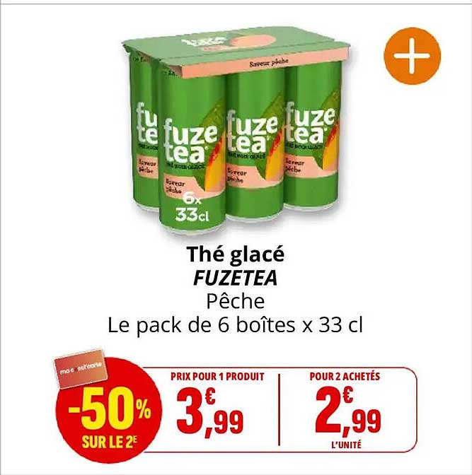 Thé glacé FUZETEA Pêche Le pack de 6 boîtes x 33 cl