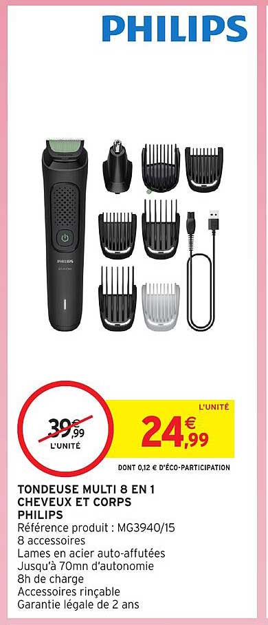 TONDEUSE MULTI 8 EN 1 CHEVEUX ET CORPS PHILIPS