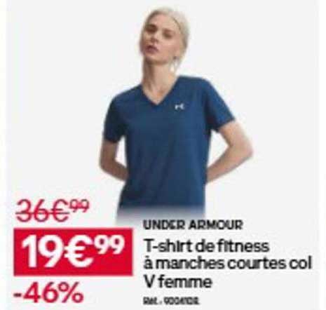 UNDER ARMOUR T-shirt de fitness à manches courtes col V femme
