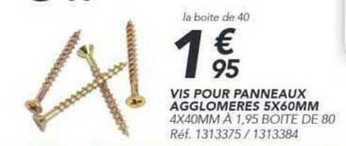 VIS POUR PANNEAUX AGGLOMERES 5X60MM 4X40MM