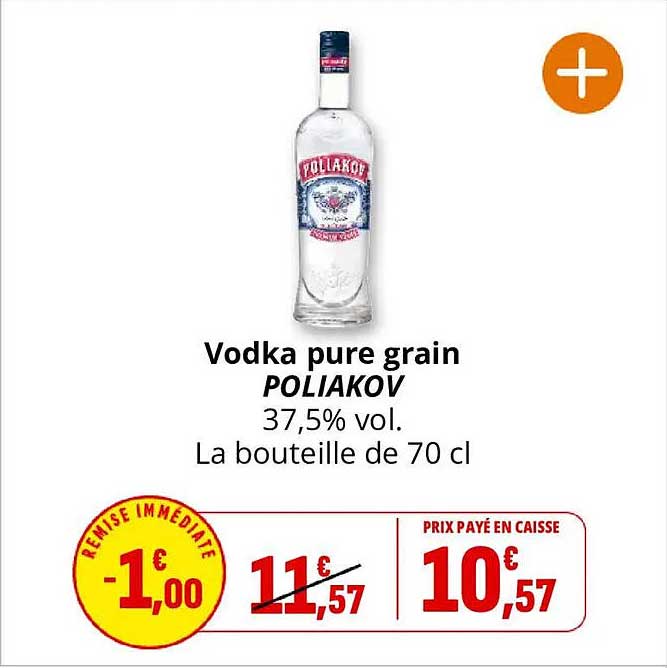 Vodka pure grain POLIAKOV 37,5% vol. La bouteille de 70 cl