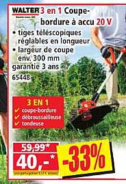 WALTER 3 en 1 Coupe-bordure à accu 20 V