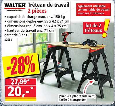 WALTER Tréteau de travail 2 pièces