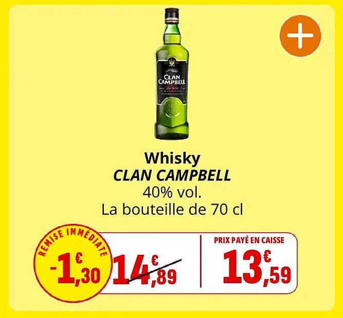 Whisky CLAN CAMPBELL 40% vol. La bouteille de 70 cl