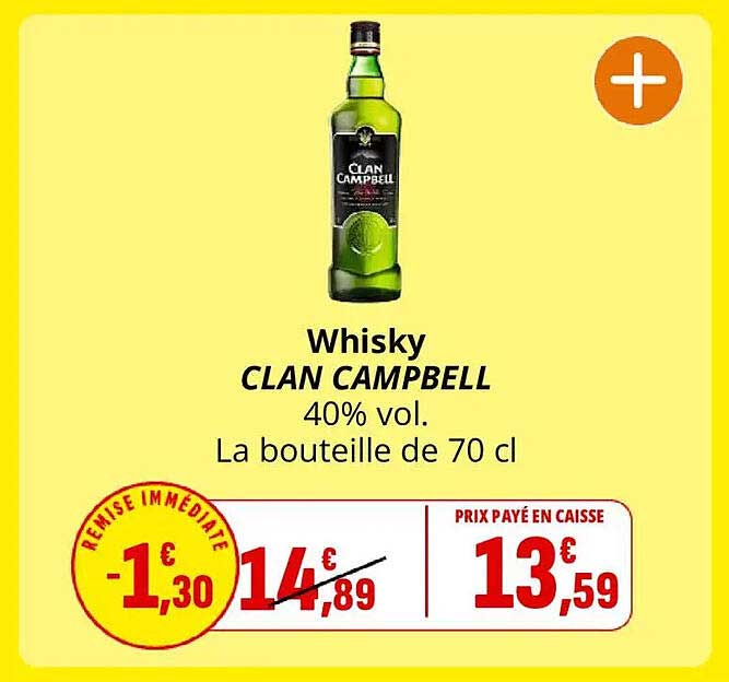 Whisky CLAN CAMPBELL 40% vol. La bouteille de 70 cl