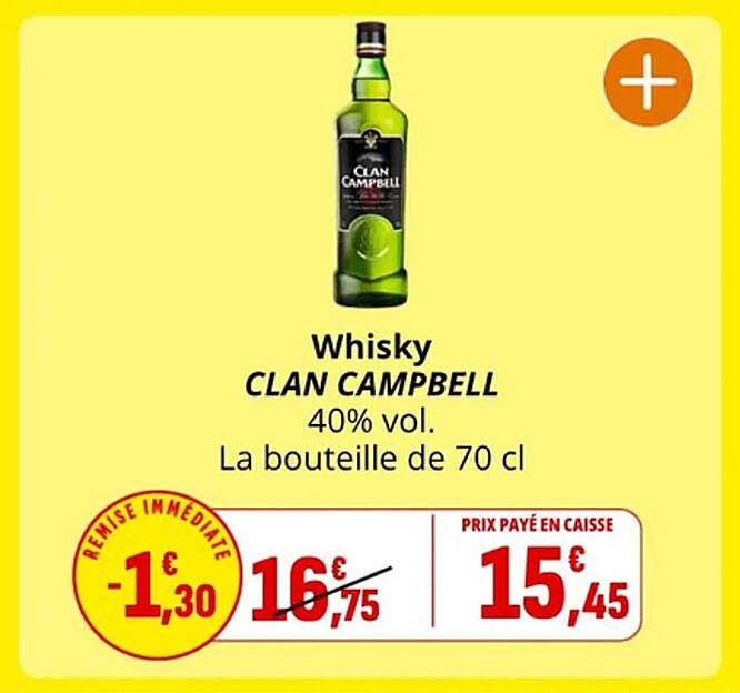 Whisky CLAN CAMPBELL 40% vol. La bouteille de 70 cl