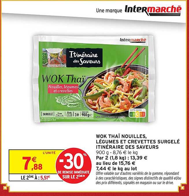 WOK THAÏ NOUILLES, LÉGUMES ET CREVETTES SURGELÉ ITINÉRAIRE DES SAVEURS