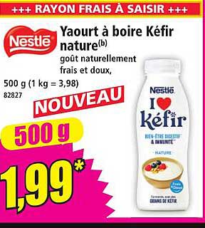 Yaourt à boire Kéfir nature(b) goût naturellement frais et doux, Nouveau 500 g