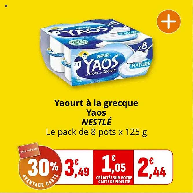 Yaourt à la grecque Yaos NESTLÉ Le pack de 8 pots x 125 g