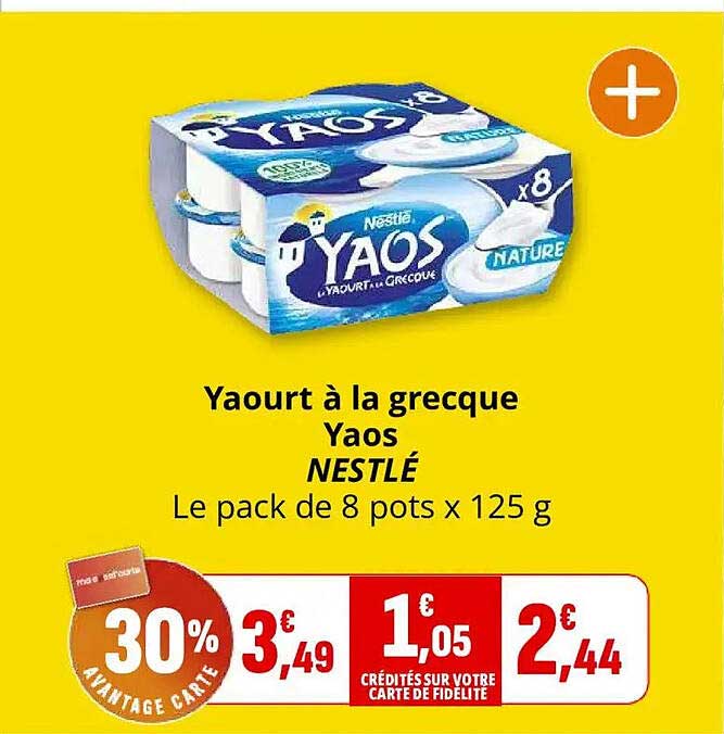Yaourt à la grecque Yaos NESTLÉ Le pack de 8 pots x 125 g