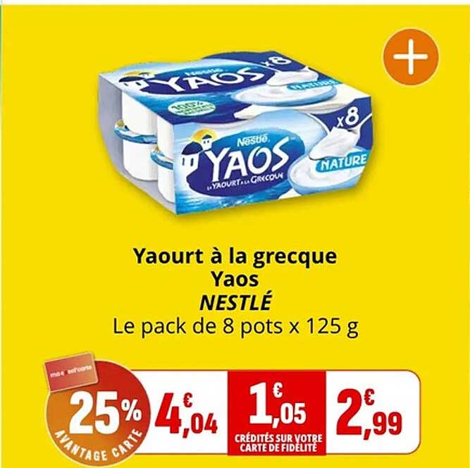 Yaourt à la grecque Yaos NESTLÉ Le pack de 8 pots x 125 g