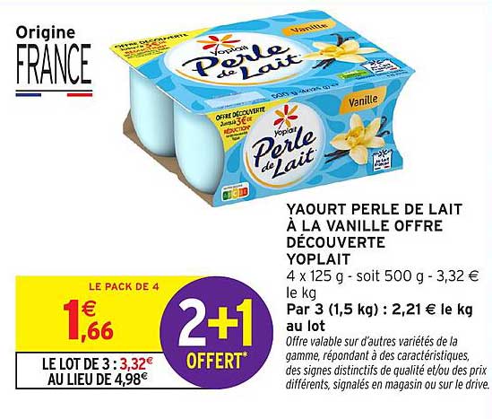 YAOURT PERLE DE LAIT À LA VANILLE OFFRE DÉCOUVERTE YOPLAIT