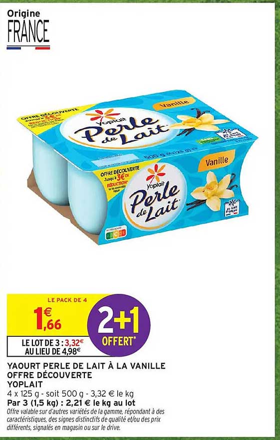 YAOURT PERLE DE LAIT À LA VANILLE OFFRE DÉCOUVERTE YOPLAIT