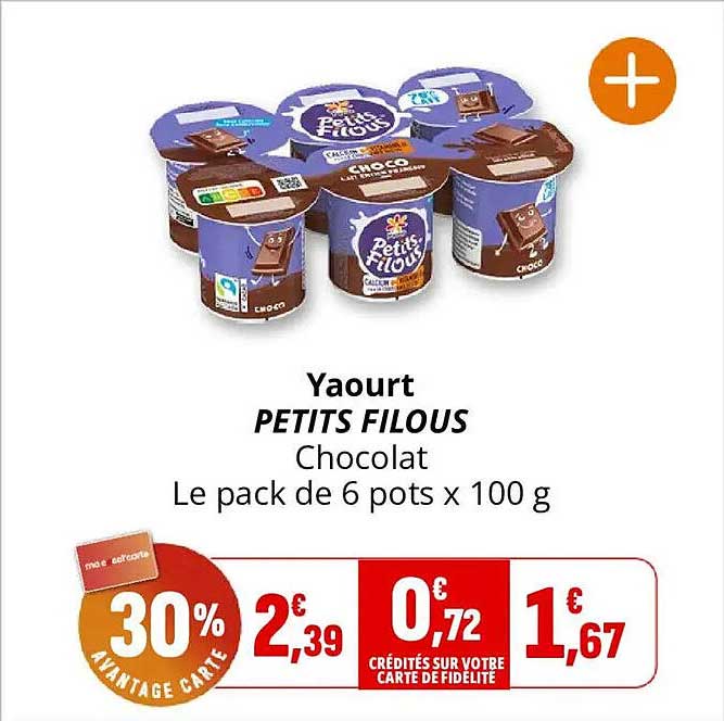 Yaourt PETITS FILOUS Chocolat Le pack de 6 pots x 100 g