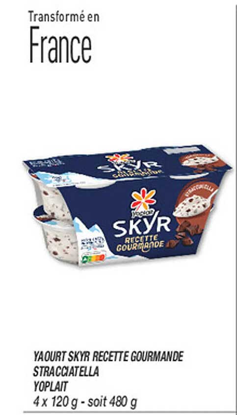 YAOURT SKYR RECETTE GOURMANDE STRACCIATELLA YOPLAIT 4 x 120 g - soit 480 g