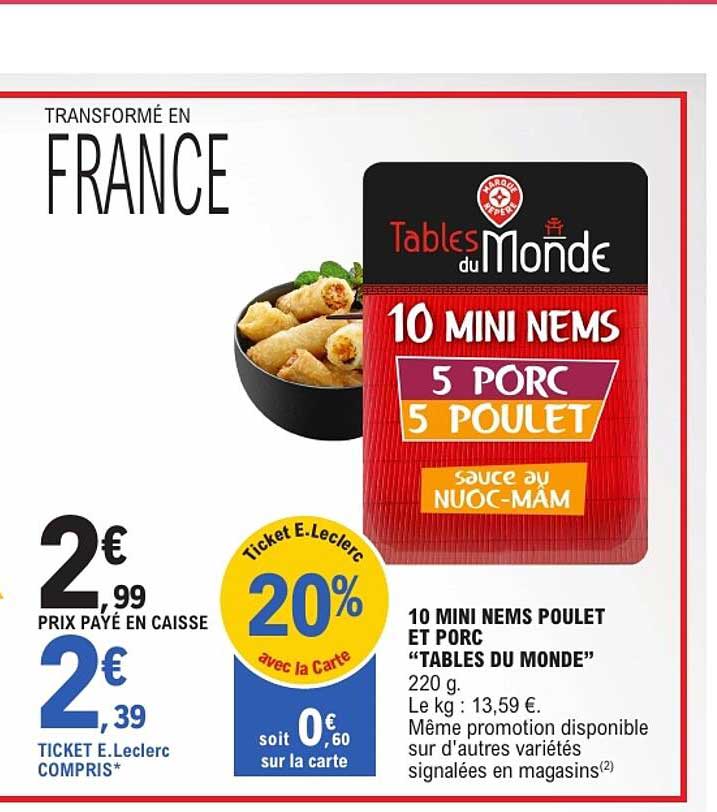 10 MINI NEMS POULET ET PORC “TABLES DU MONDE”
