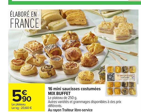 16 mini saucisses costumées MIX BUFFET