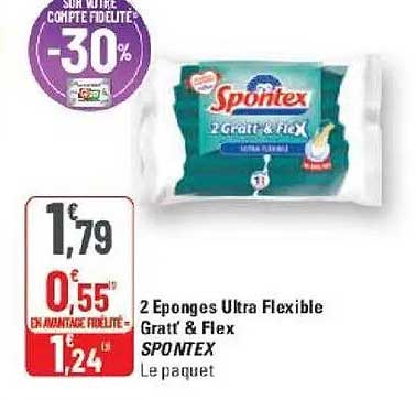 2 Eponges Ultra Flexible Gratt & Flex SPONTEX Le paquet