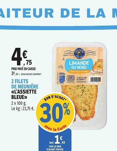 2 FILETS DE MEUNIÈRE «L’ASSIETTE BLEUE»
