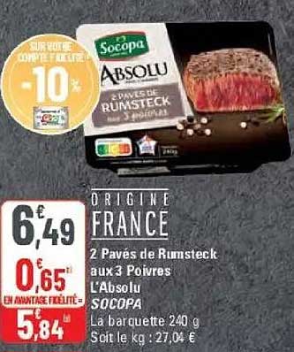 2 Pavés de Rumsteck aux 3 Poivres L’Absolu SOCOPA