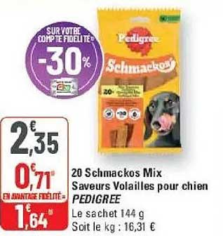 20 Schmackos Mix Saveurs Volailles pour chien PEDIGREE