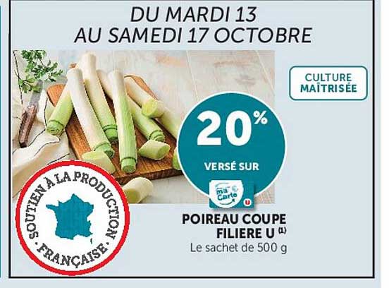 20% VERSÉ SUR POIREAU COUPE FILIERE U