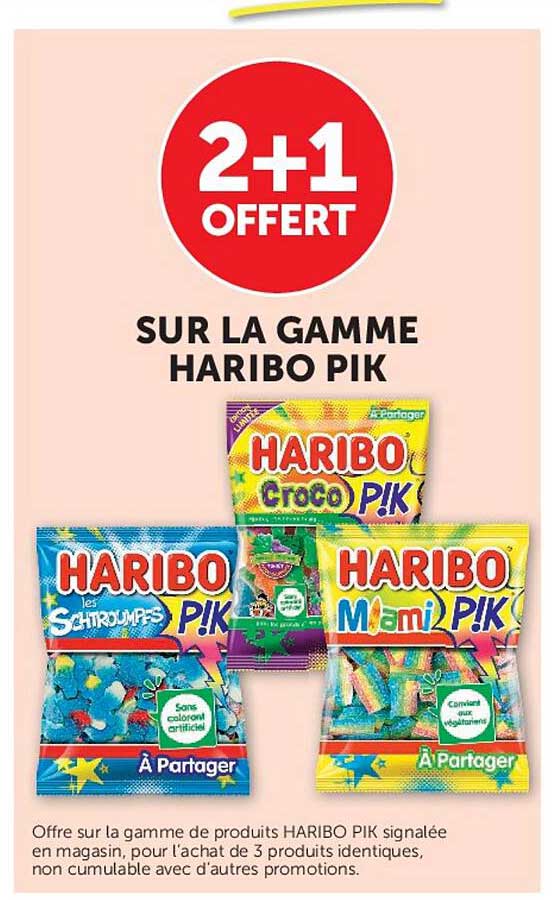 2+1 OFFERT SUR LA GAMME HARIBO PIK