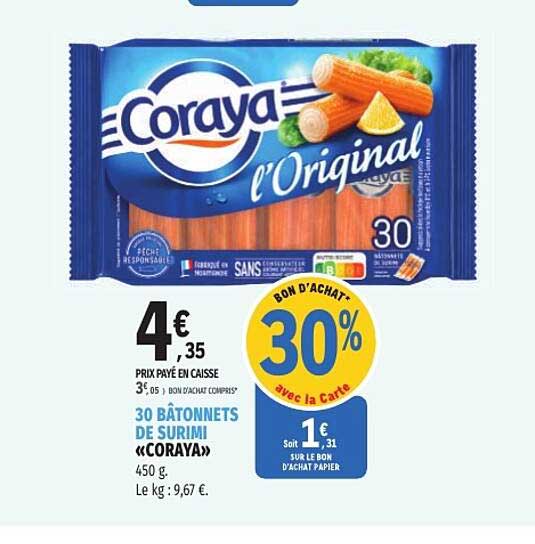 30 BÂTONNETS DE SURIMI «CORAYA»