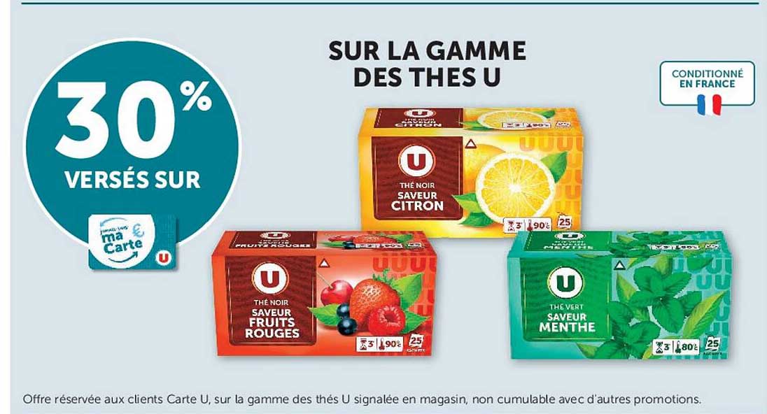 30% versés sur la gamme des thés U