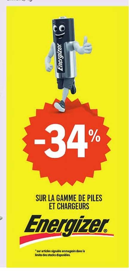 -34% SUR LA GAMME DE PILES ET CHARGEURS Energizer