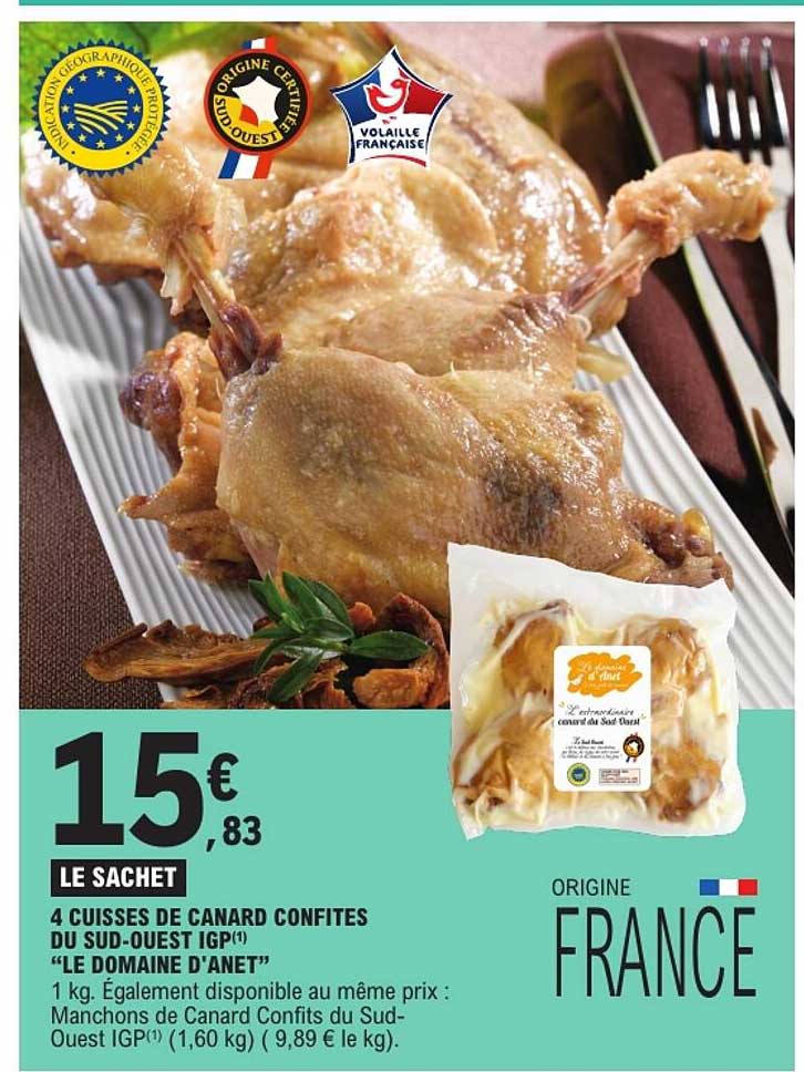 4 cuisses de canard confites du Sud-Ouest IGP « Le Domaine d'Anet »