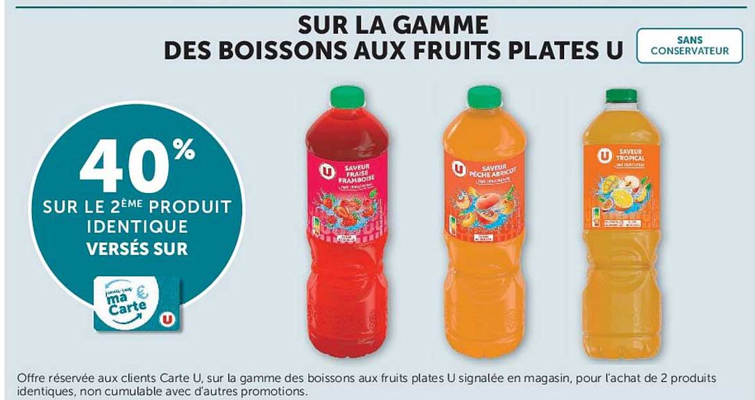 40% sur le 2ème produit identique versés sur