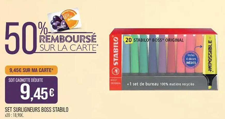 50% REMBOURSÉ SUR LA CARTE*