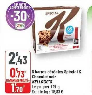 6 barres céréales Spécial K Chocolat noir KELLOGG’S