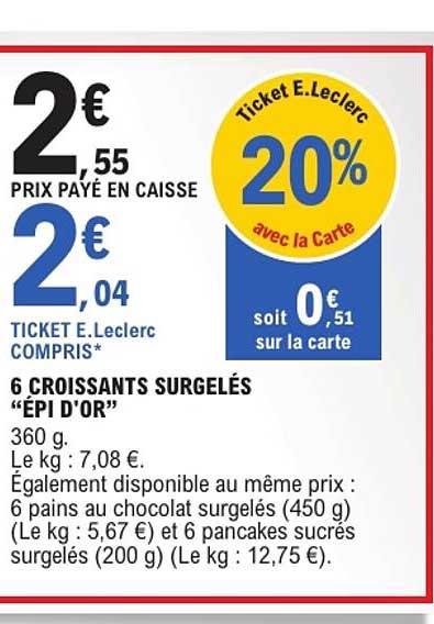6 CROISSANTS SURGELÉS “ÉPI D’OR”