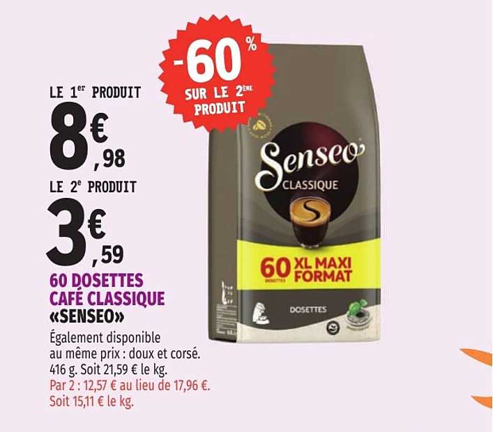 60 DOSETTES CAFÉ CLASSIQUE «SENSEO»