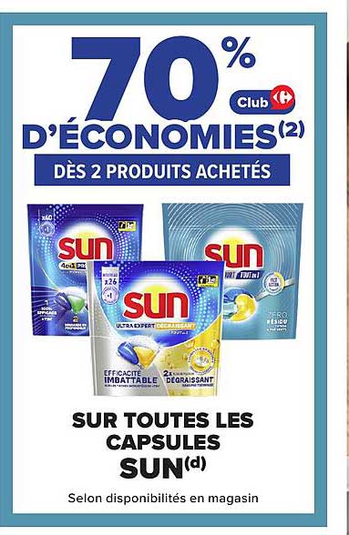 70% D’ÉCONOMIES(2) DÈS 2 PRODUITS ACHETÉS