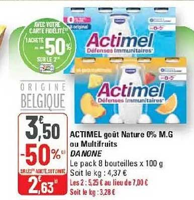 ACTIMEL goût Nature 0% M.G ou Multifruits DANONE
